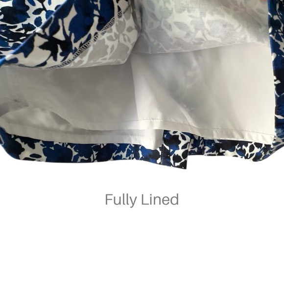 J CREW | NWOT NAVY BLUE & WHITE FLORAL COTTON STRETCH PENCIL SKIRT LINED SIZE 6 - Picture 5 of 10